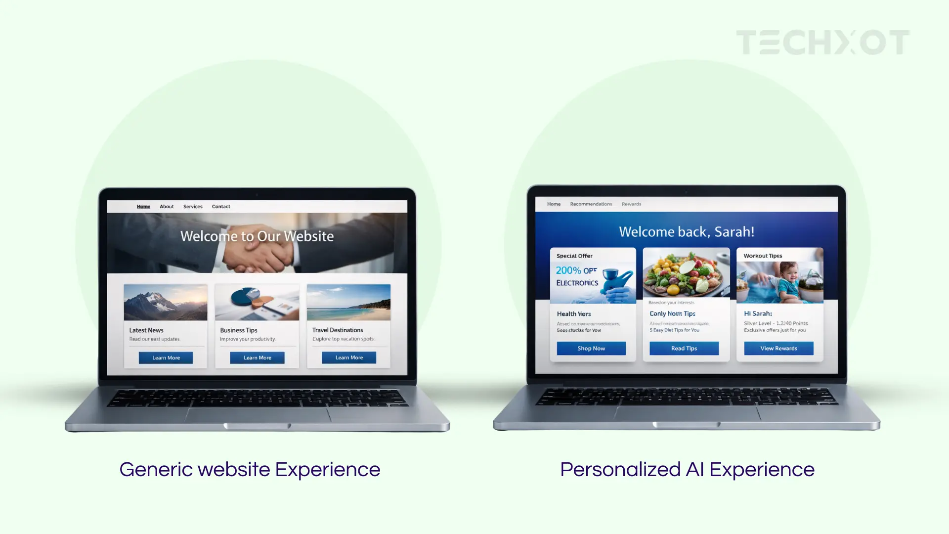 Generic website experience vs Personalized AI experience