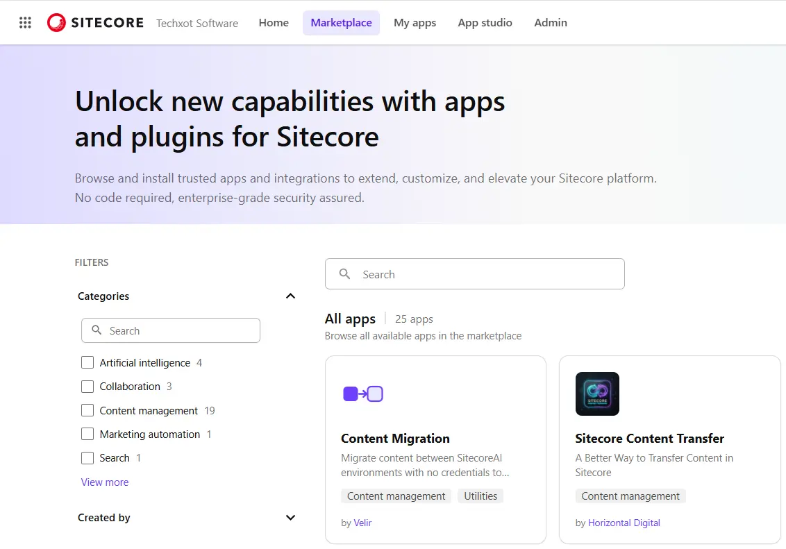 Sitecore Marketplace for AI apps, extensions, and integrations