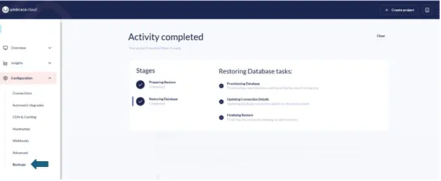 Restoring Database to Cloud