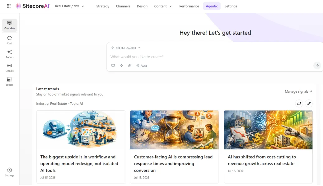 Sitecore Agentic Studio dashboard for AI agents and workflows
