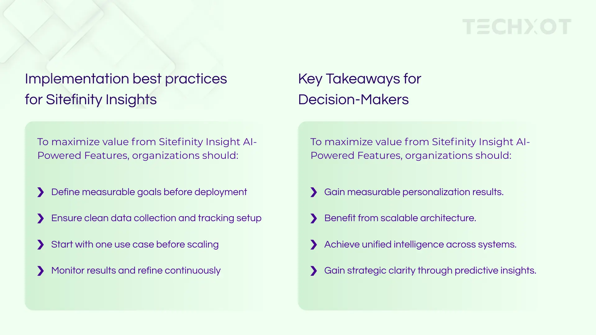 Implementation best practices for Sitefinity Insights