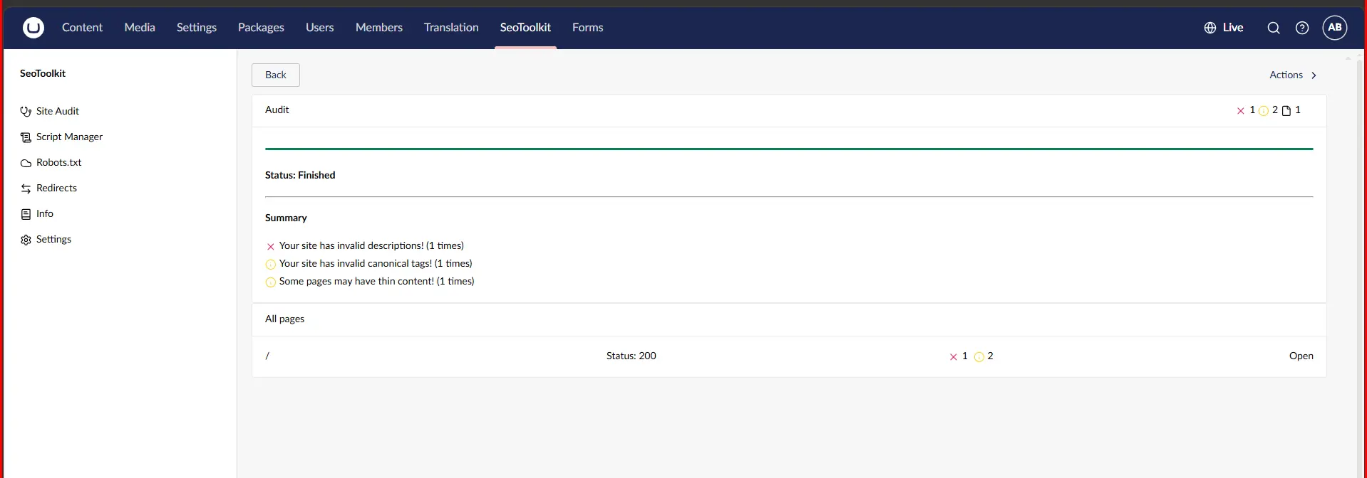 How does Site Audit help Umbraco teams?