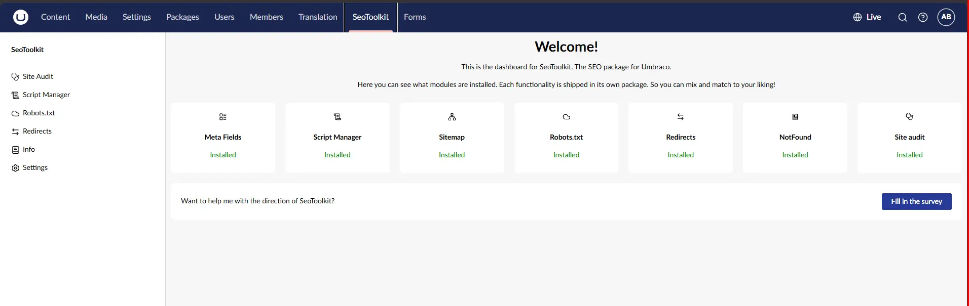 How does SEO Toolkit manage Meta Fields?